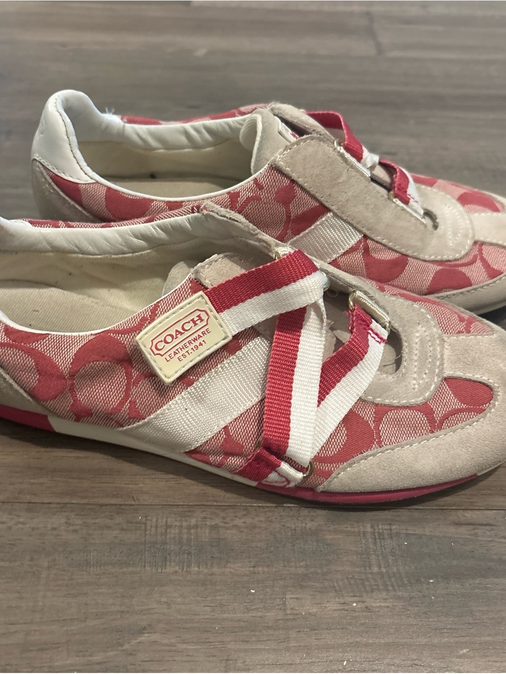 Coach Pink Signature Logo Slip-On Sneakers - Picture 1 of 6